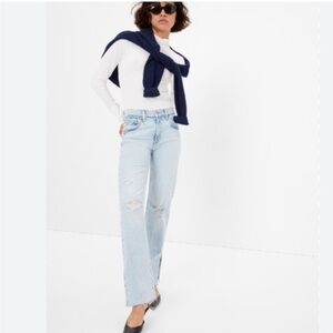 GAP ‘90s Loose Mid Rise Jeans Light Destroy Wash Size 25P
